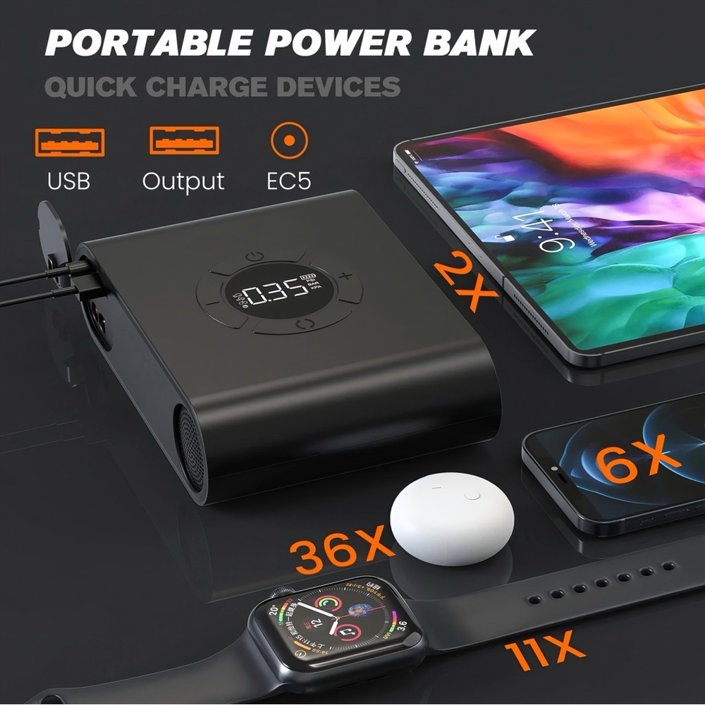 Sleek Black Portable Power Bank with Quick Charge